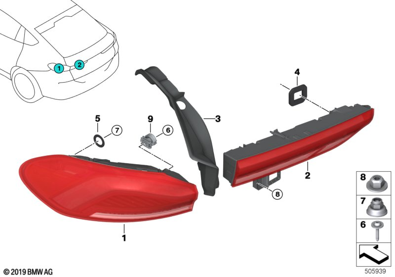 BMW 63217442276 TAIL LIGHT "LED" RIGHT SID