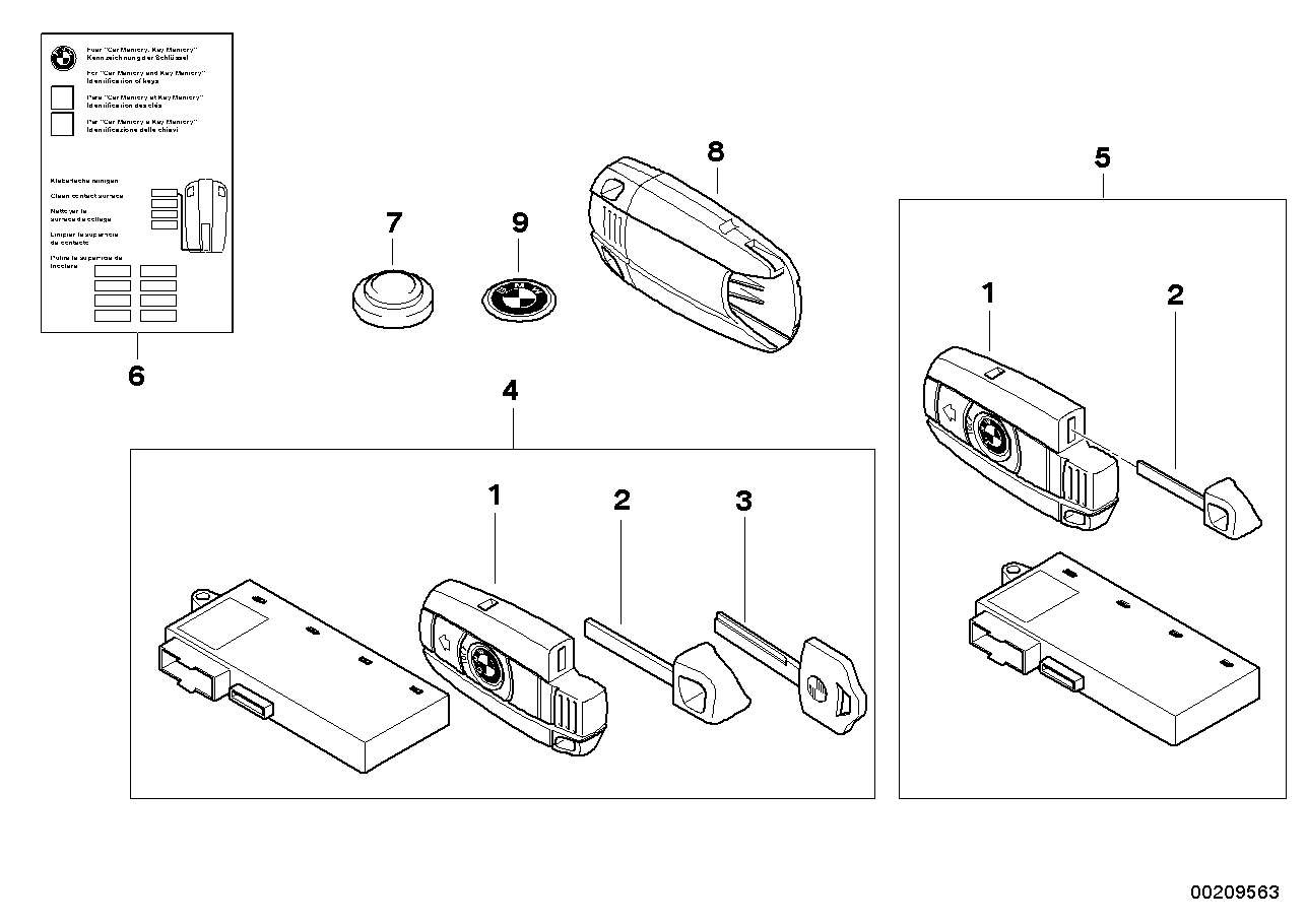 BMW 51210039486 Set Of Keys With Cas Control Unit