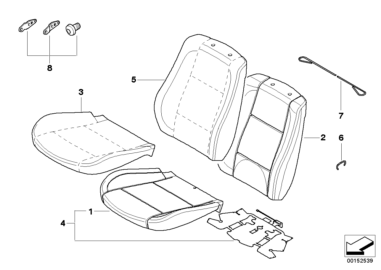 BMW 52103412212 Cover Backrest, Imitation Leather