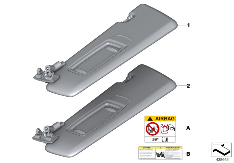 BMW 51167988494 SUN VISOR, ALCANTARA WITH LA