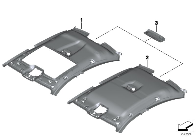 BMW 51448032806 MOLDED HEADLINER,TILT SUNROO