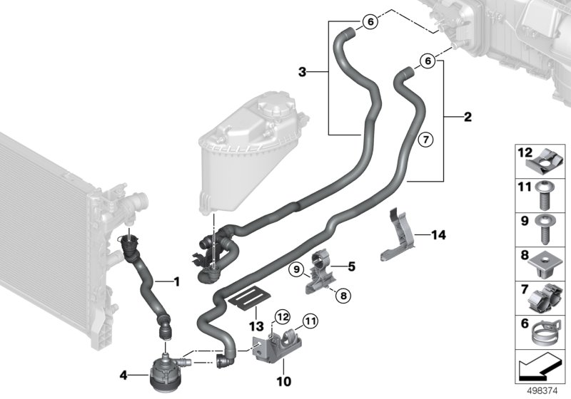 BMW 64219868360 COOLANT HOSE, SUPPLY 2