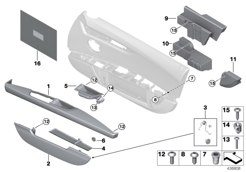 BMW 51417216397 Repair Kit, Small Parts, Hinged Compartment.