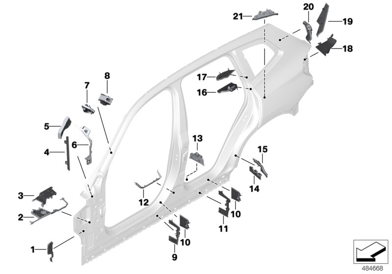 BMW 41007457245 Moulded Part Column A, Top Interior Left