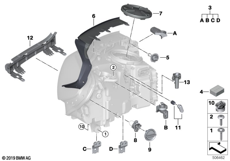 BMW 63117466105 Set, Holder, Headlight Left