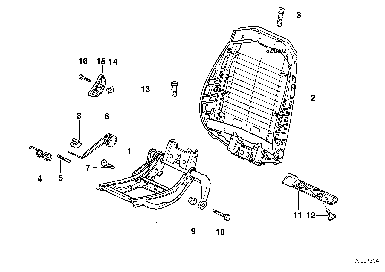 BMW 52108251068 Right Upper Part Of Seat Mechanism