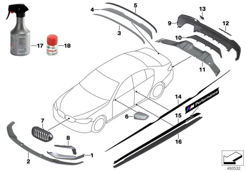 BMW 51192411019 Sill Attachment, Black, Matt, Left