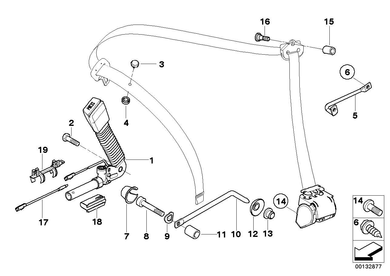 BMW 72119141182 Lower Belt With Right Belt Tensioner