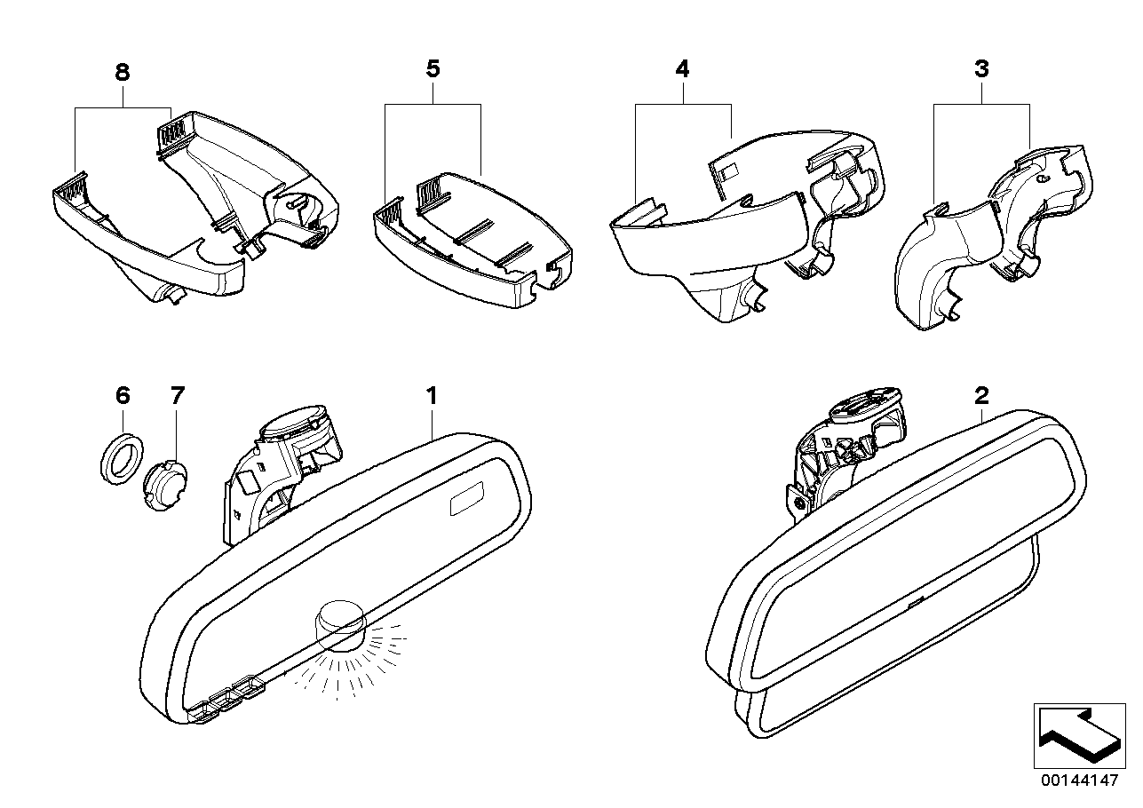 BMW 51167117761 Set Of Covers Mirror Baseplate