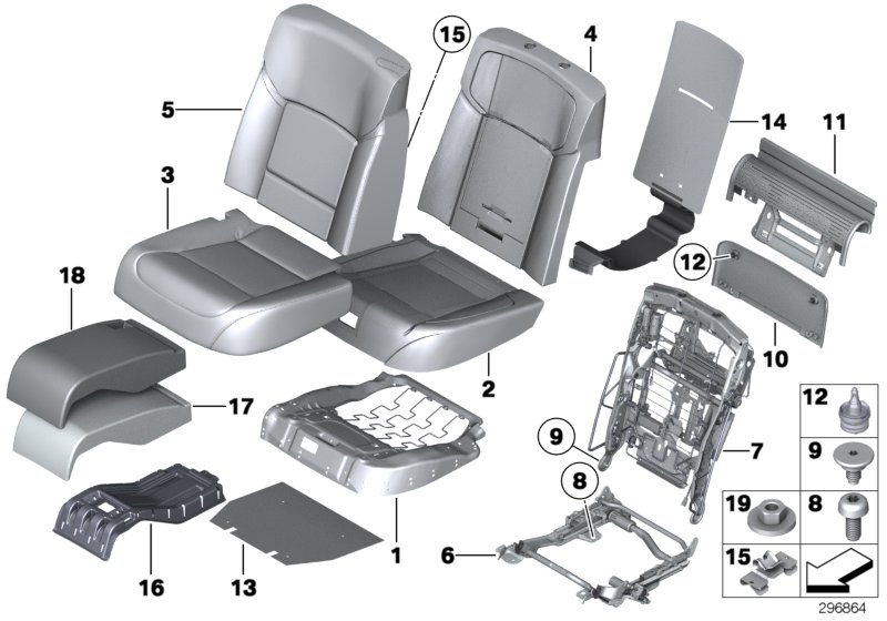 BMW 52207322744 COVER, COMFORT BACKREST, PER