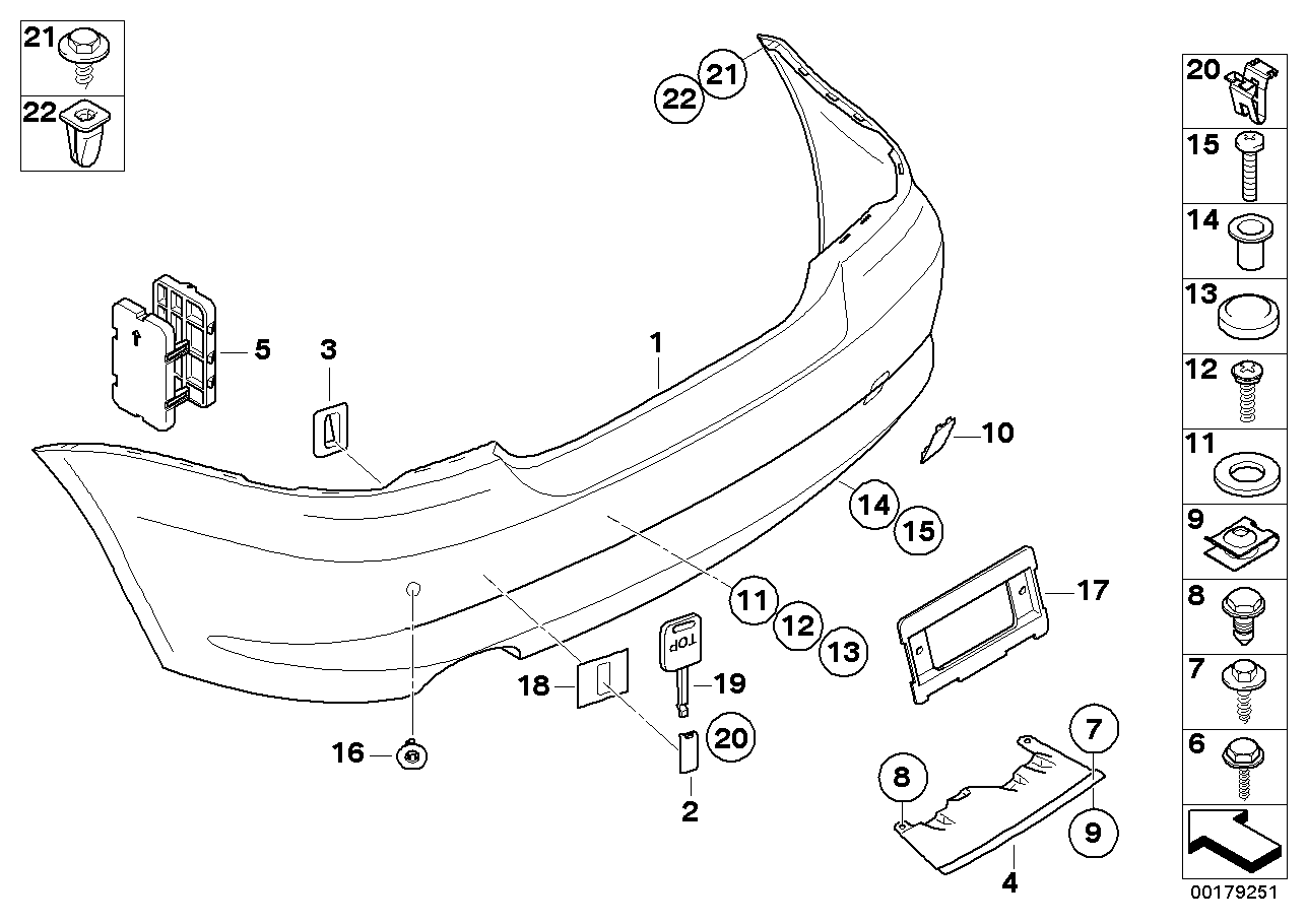 BMW 51122410020 Set, Mounting Parts, Bumper, Rear