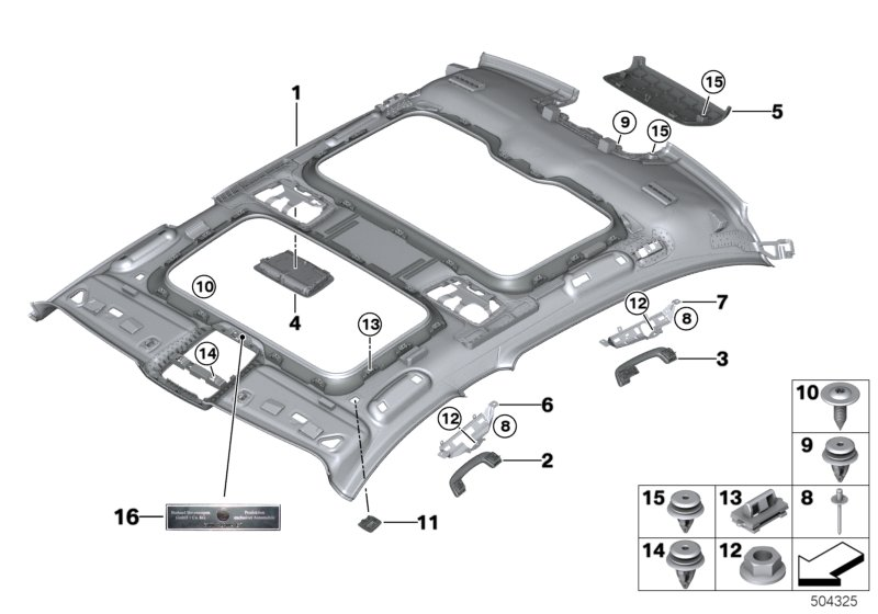 BMW 51447418923 Roofliner Slide/Tilt Sunroof Alcantara