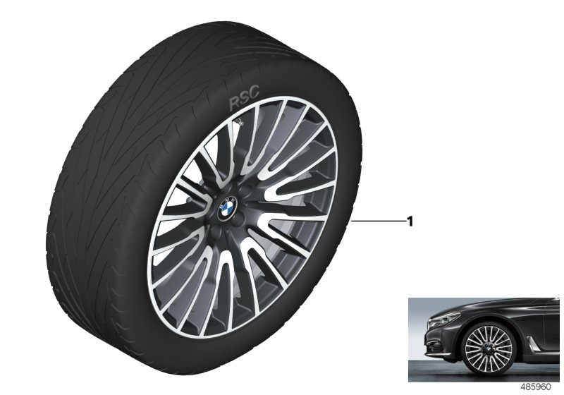 BMW 36112408920 Rdc Wheel/Tyre Set, Summer Liquid Black