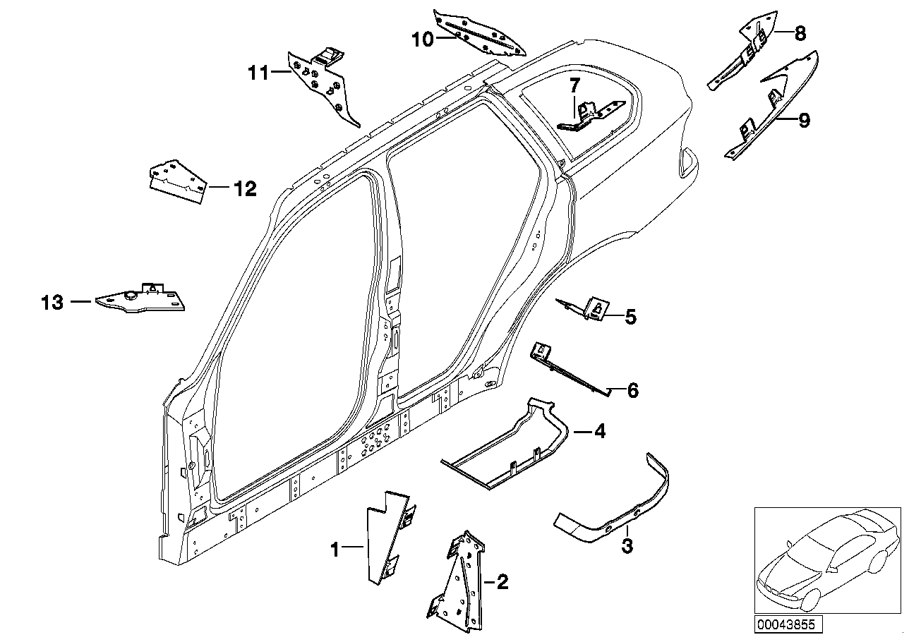 BMW 41218262728 Moulded Part For Column B, Interior Right