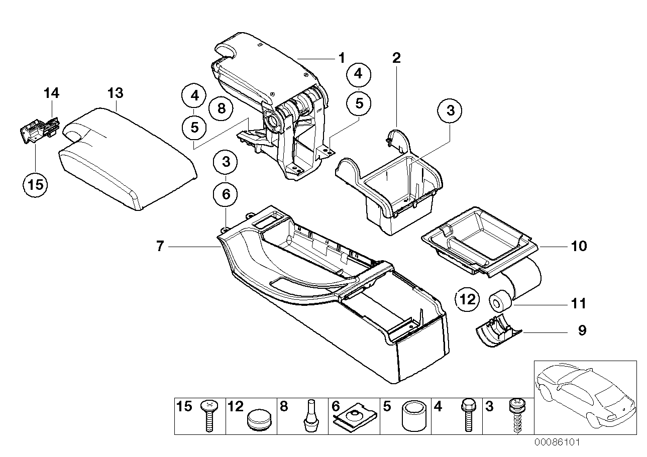 BMW 51167901343 Armrest Leather