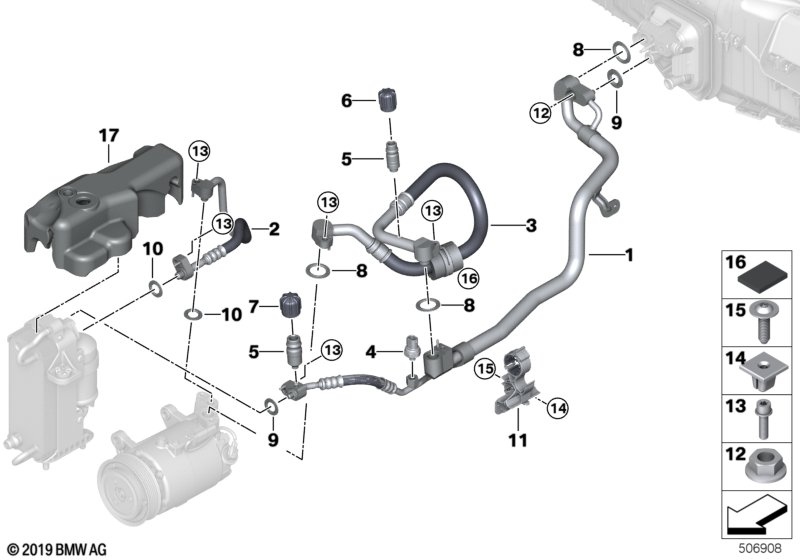 BMW 64509875198 REFRIGERANT LINE, DUAL LINE