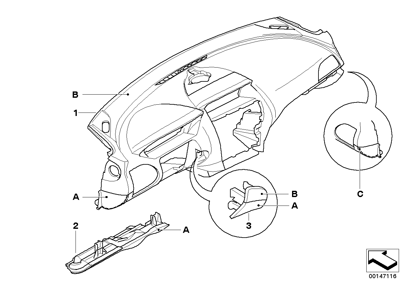 BMW 51457972221 Decorating Cover For Instrument Panel, Center