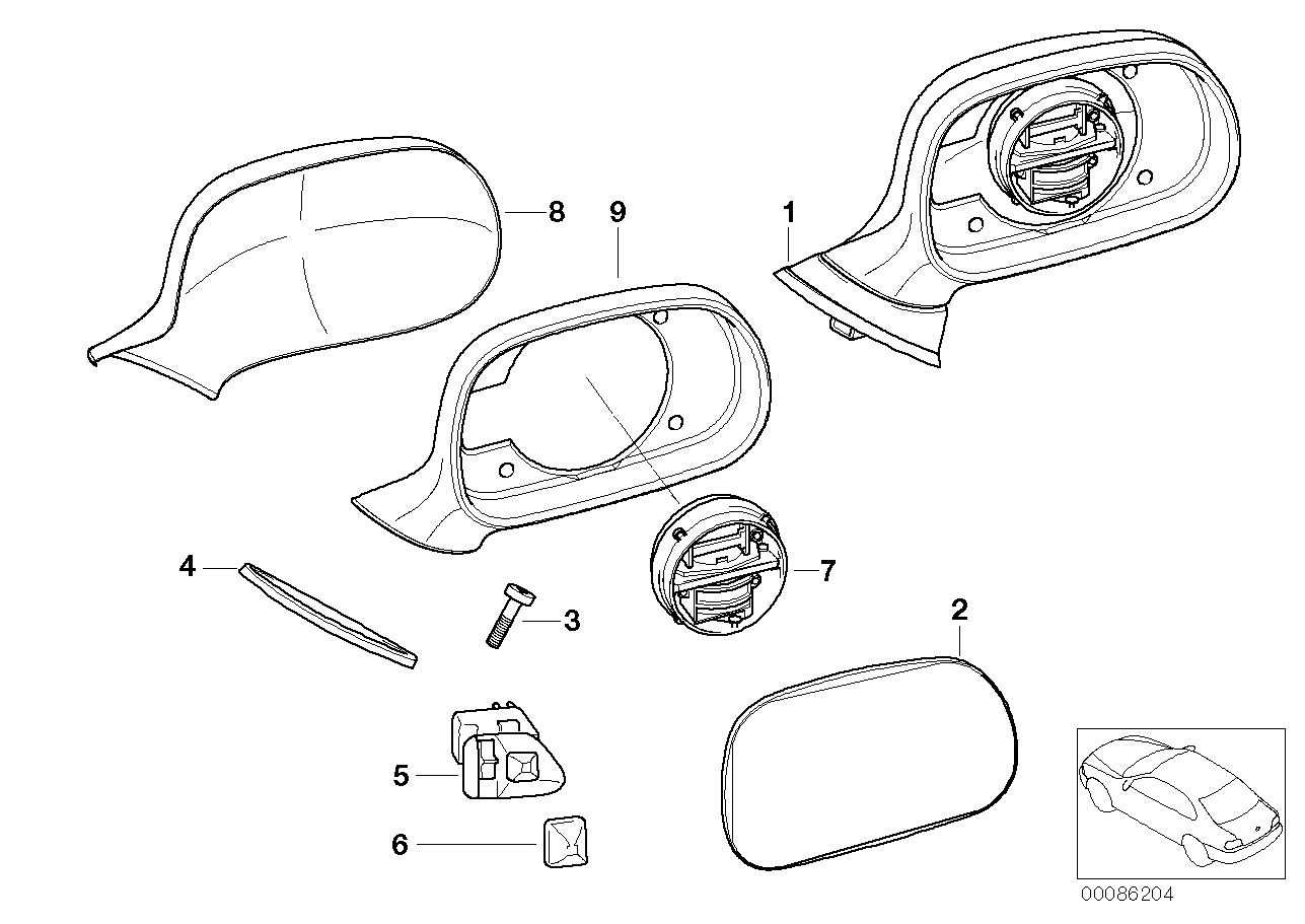 BMW 51168413518 Support.Ring,Outside Mirror,Primed,Right