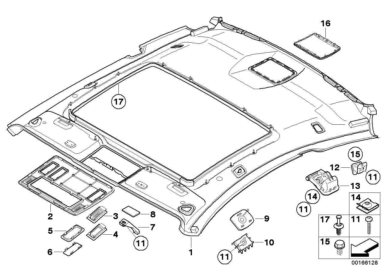 BMW 51449113907 Covering Headlining Rear