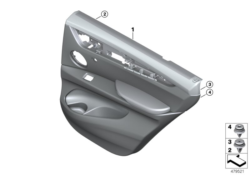 BMW 51427443640 DOOR LINING LEATHER REAR RIG