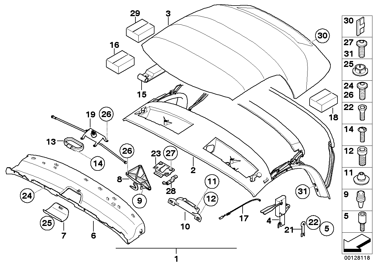 BMW 54317043888 Hinge, Right