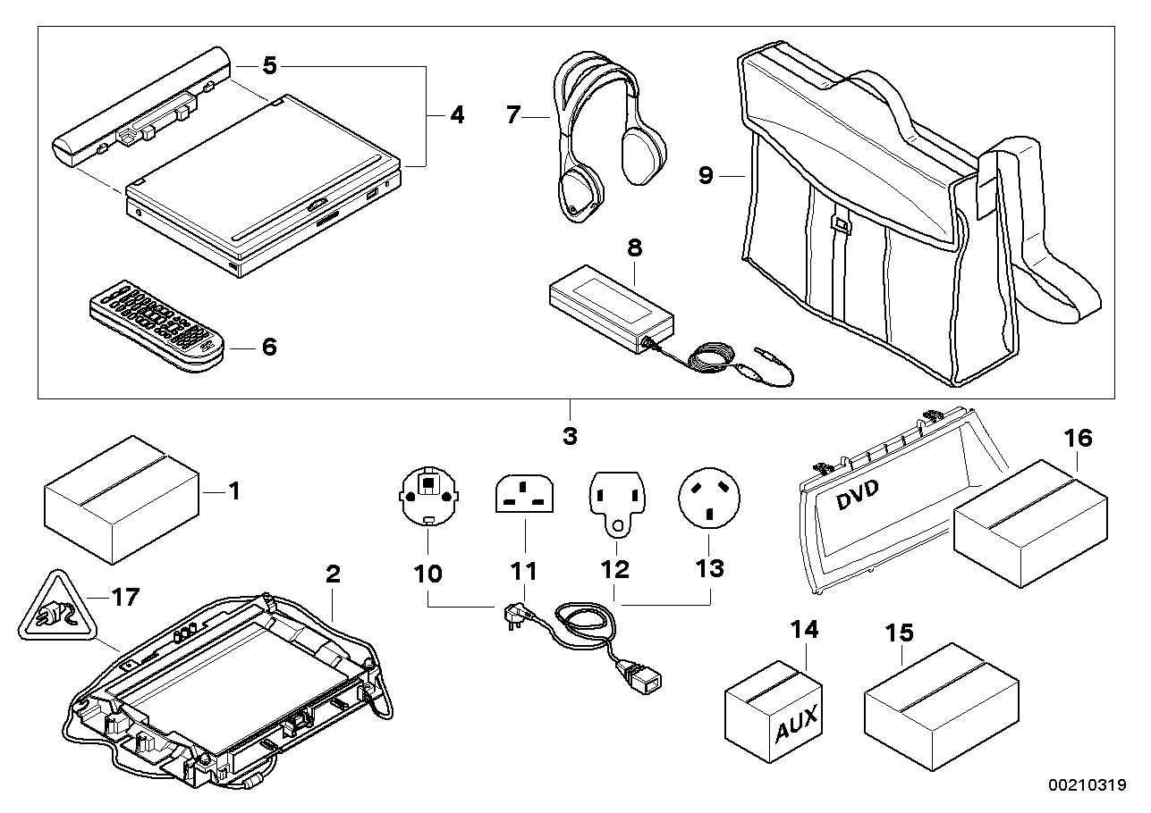 BMW 65120427751 Installationkit,Dvd System,Port./Grey