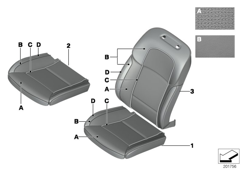 BMW 52107977338 Cover, Comfort Backrest, A/C Leather