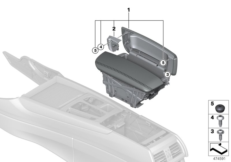 BMW 51167849387 ARMREST IN LEATHER, FRONT CE