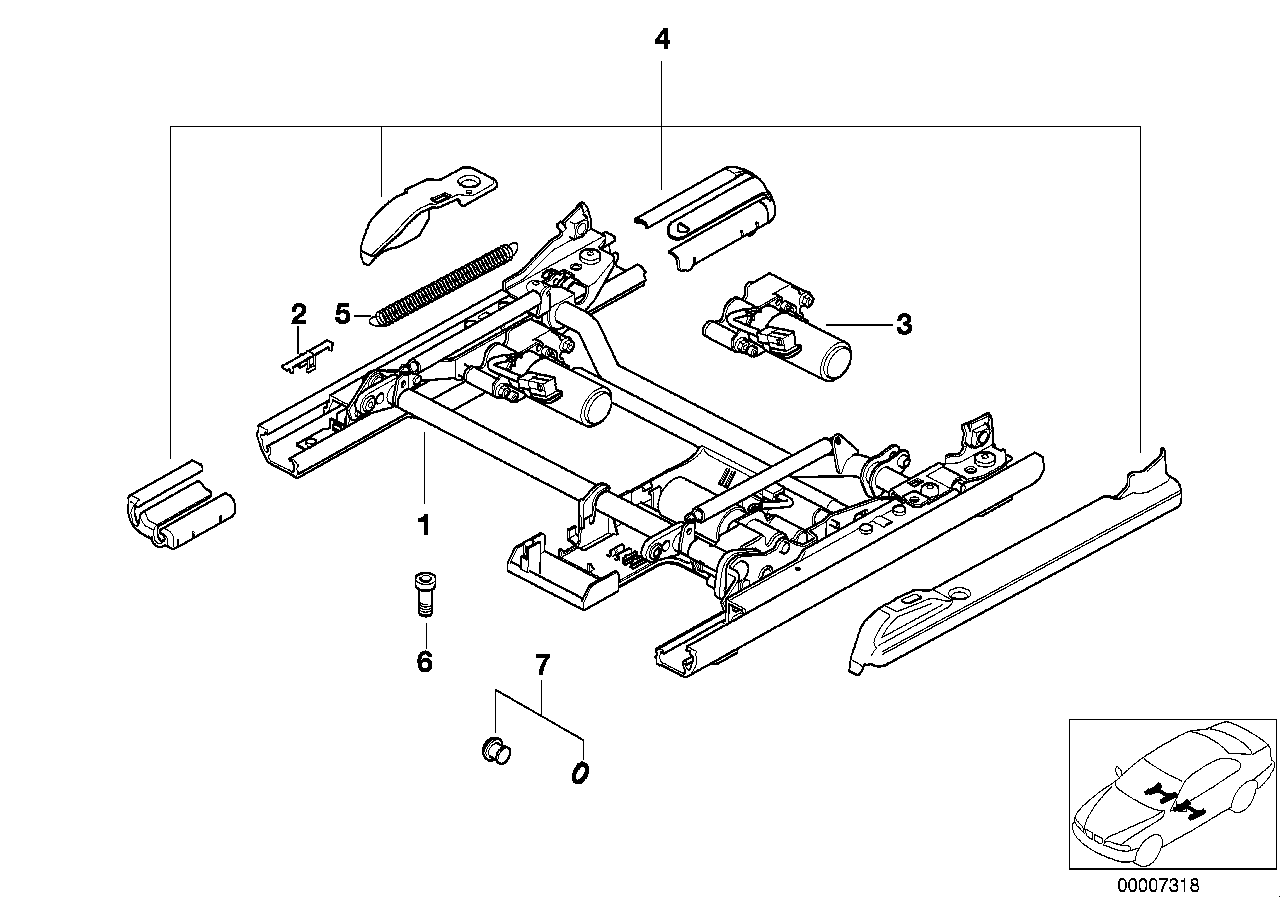 BMW 52108207204 Seat Rail Right