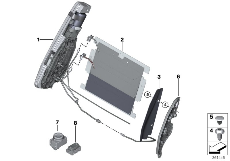 BMW 52108058225 Backrest Width Adjustment, Door Side