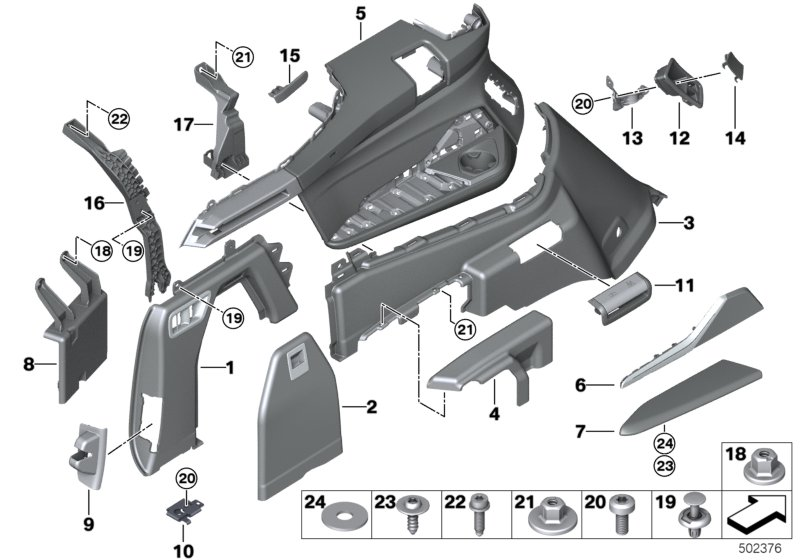 BMW 51479892345 TRIM PANEL, TRUNK, TOP, LEFT