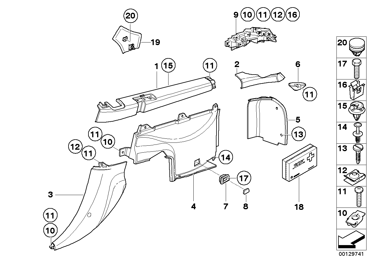 BMW 51498407090 Right Water Channel Cover