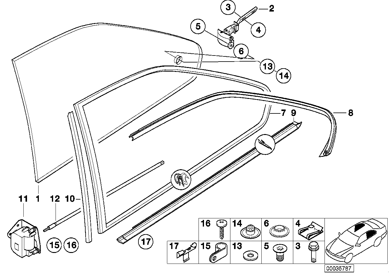 BMW 51362255382 Right Vent Window Gasket