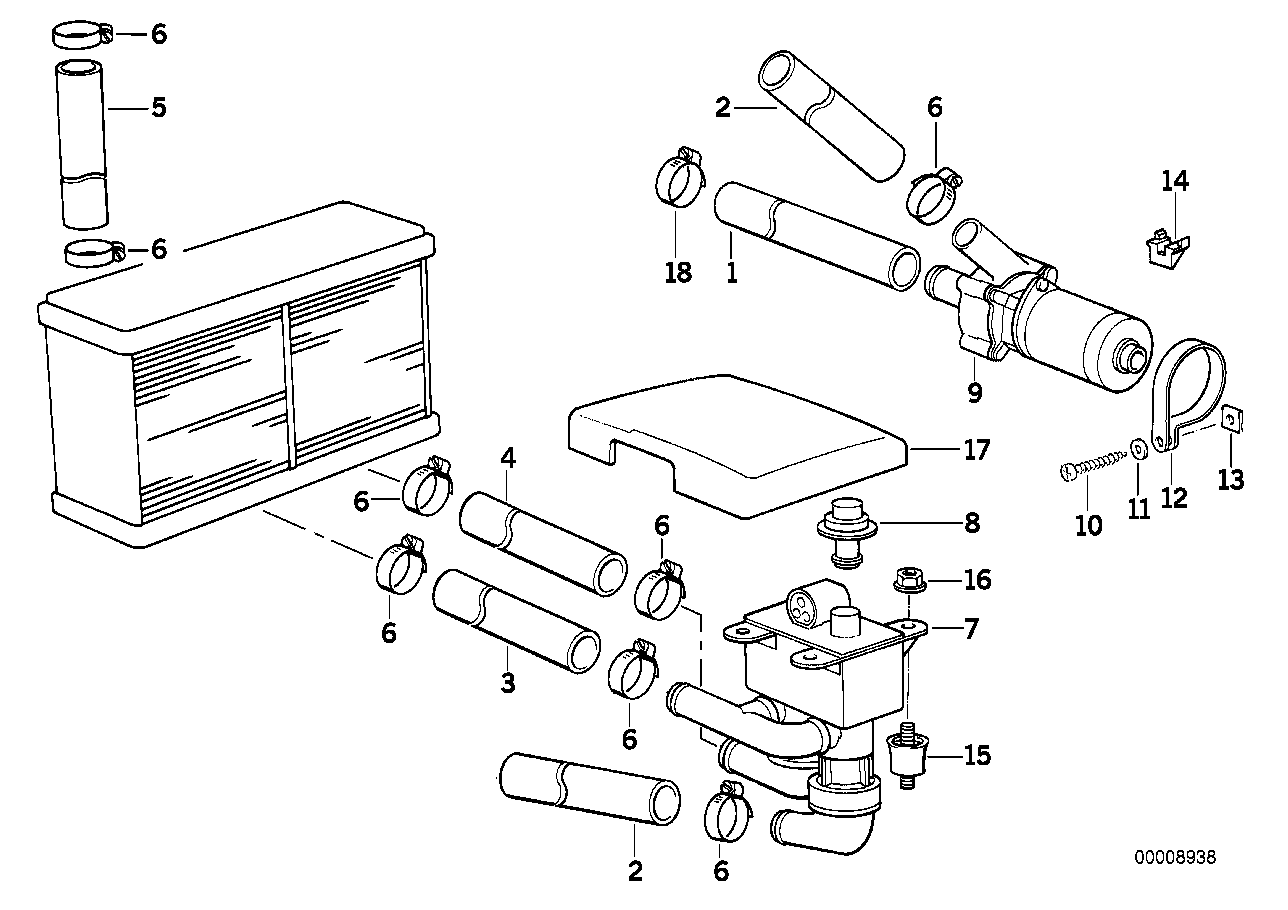 BMW 64218390608 Hose For Water Valve And Right Radiator