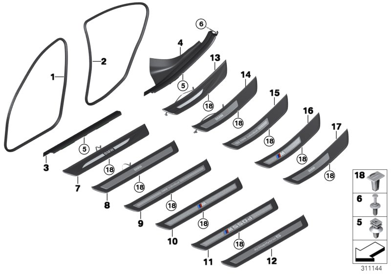 BMW 51477337017 Trim, Entrance, Illuminated, Front Left