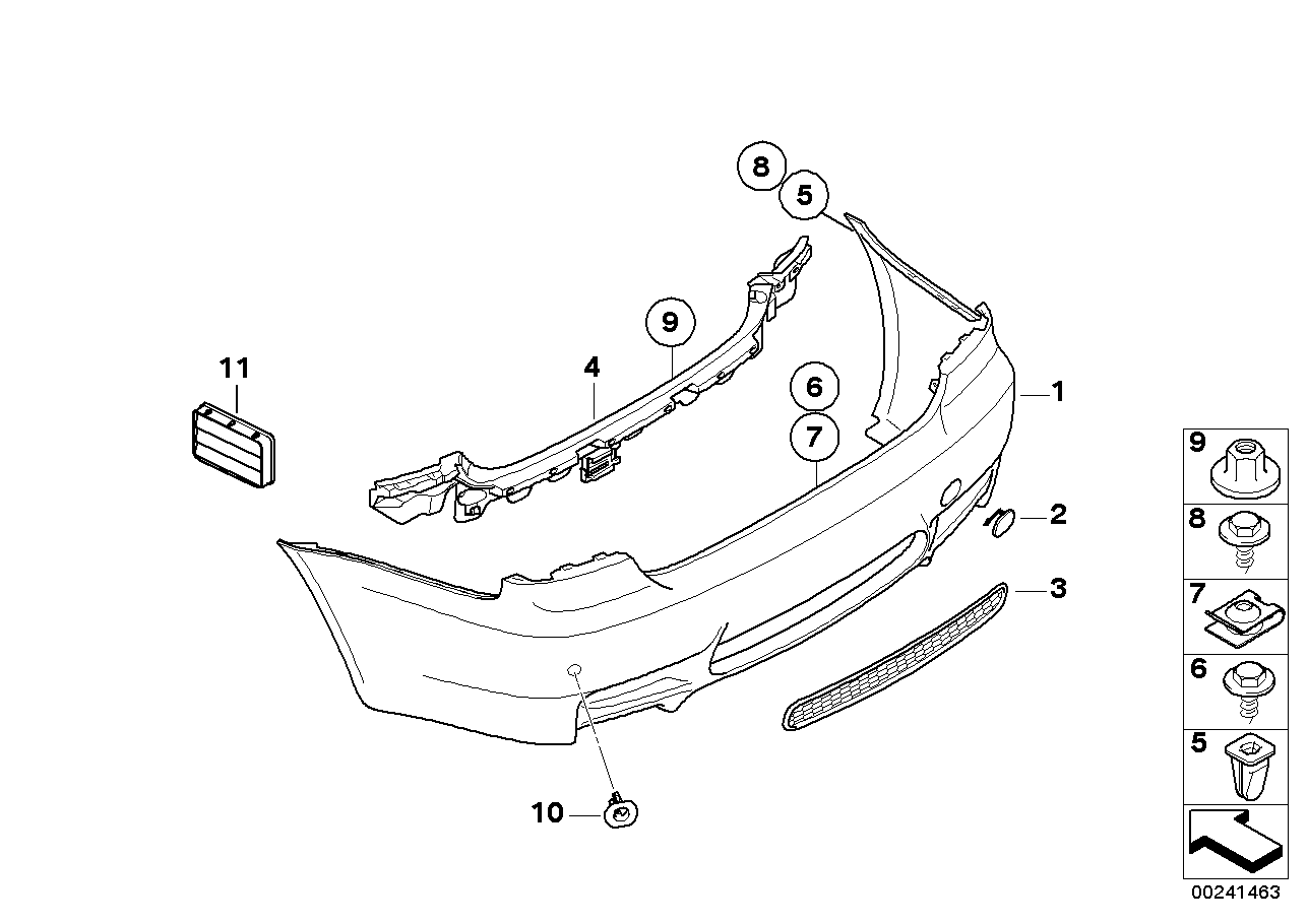 BMW 51122410022 Set, Mounting Parts, Bumper, Rear