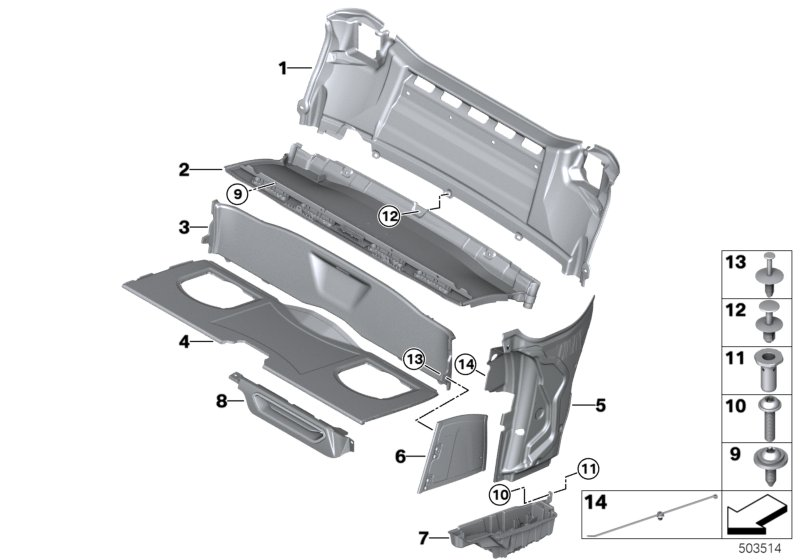 BMW 51477456200 TRIM PANEL CONV.TOP COMPARTM