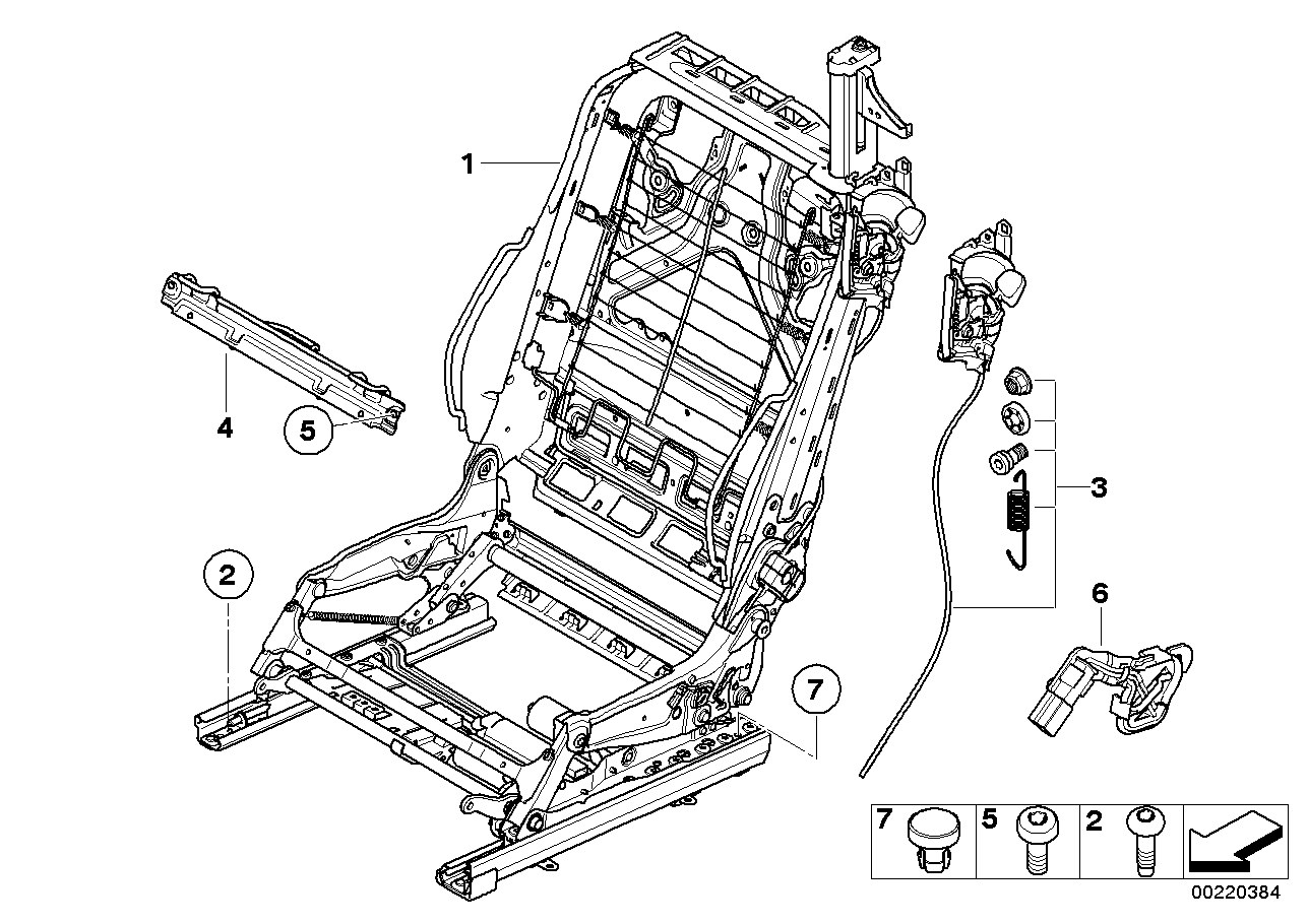 BMW 52107258729 Seat Backrest Frame Left