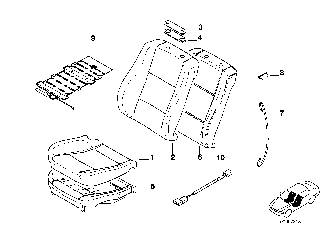 BMW 52108253741 Cover Backrest, Leather