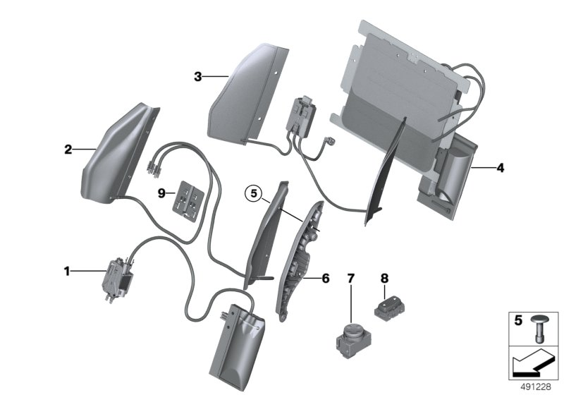 BMW 52107284041 Lumbar Support With Pump