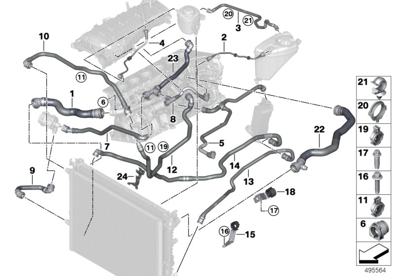 BMW 17128619737 Bracket, Coolant Hose