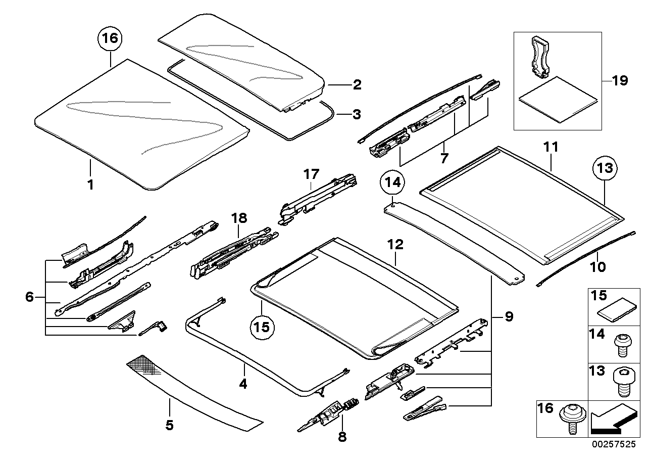 BMW 54137118850 Mechanism, Glass Cover, Rear