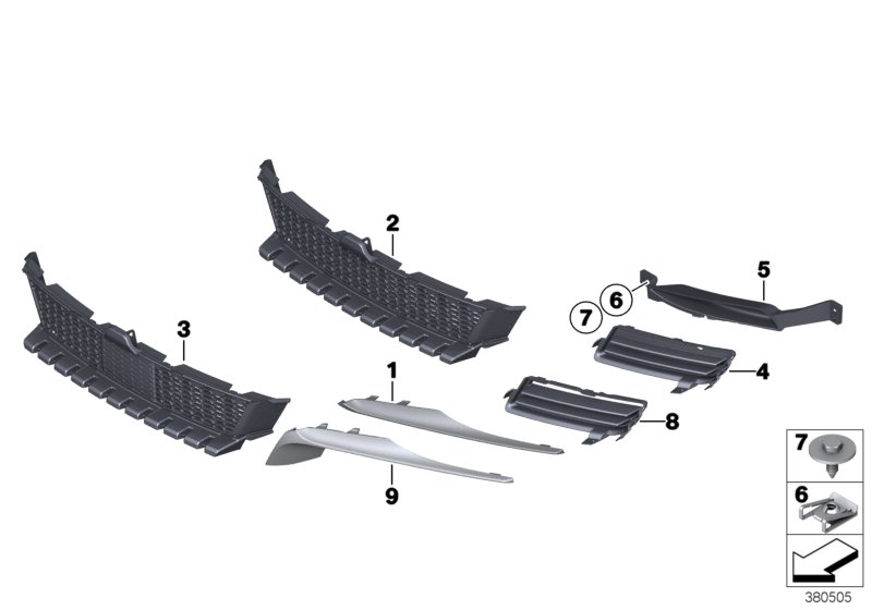 BMW 51117304058 Grille, Air Inlet, Middle