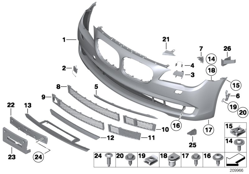 BMW 51117186505 Grille, Air Inlet, Partly Closed, Left