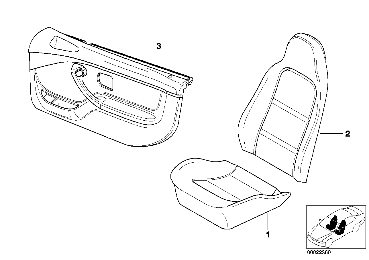 BMW 52102498278 Right Backrest Upholstery