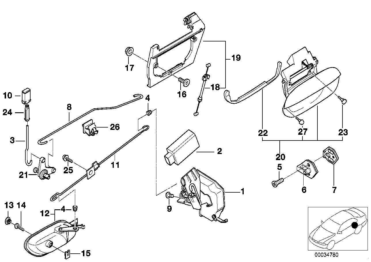 BMW 51228168051 Left Operating Rod