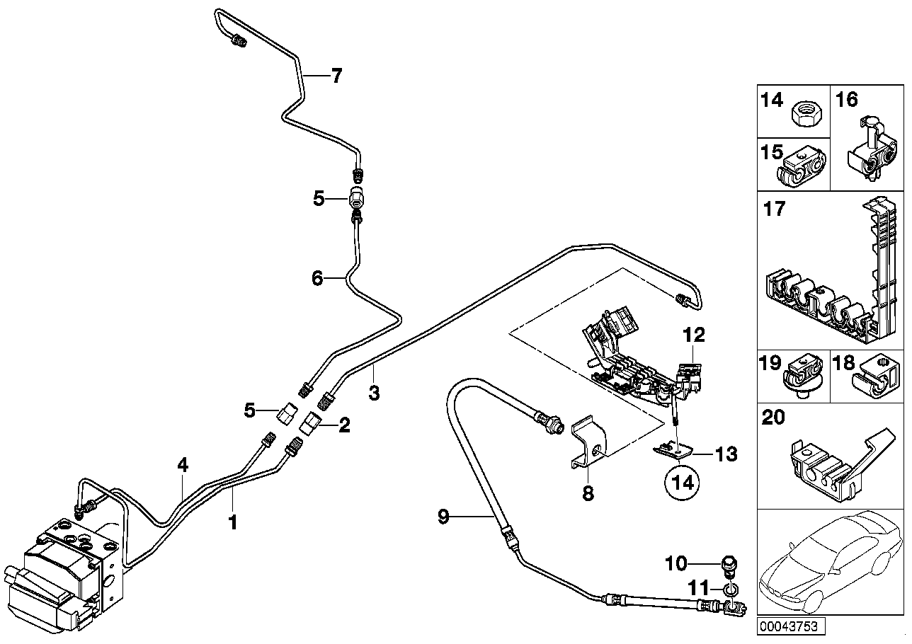 BMW 34326880898 BRAKE PIPE BRACKET