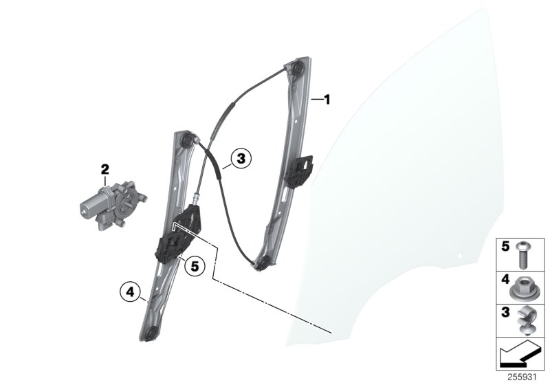 BMW 51332460250 WINDOW LIFTER WITHOUT MOTOR