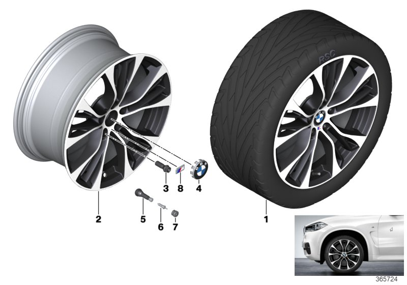 BMW 36116861375 Disc Wheel, Light Alloy, Bright-Turned