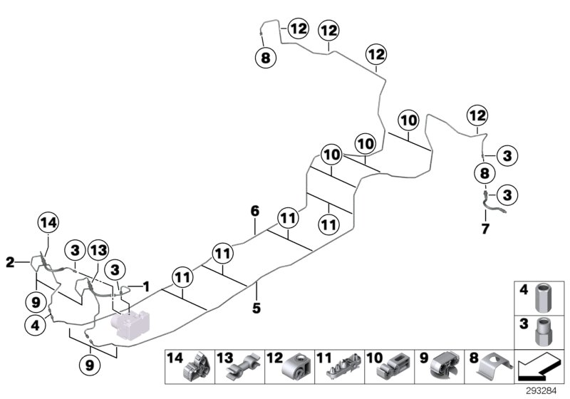 BMW 16127258742 Line Clip, Quadruple